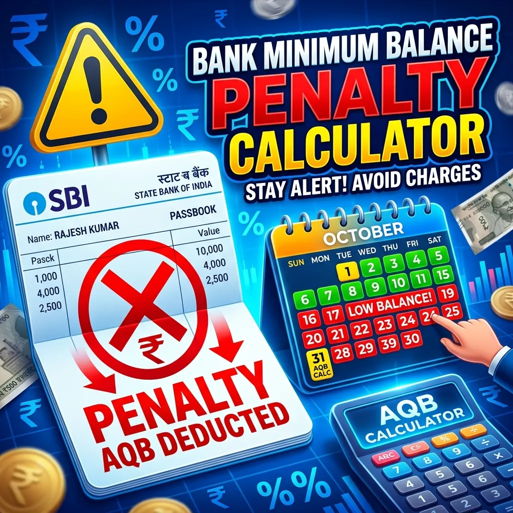 Average Quarterly Balance (AQB) Calculator 2026: बैंक पेनाल्टी से बचने का टूल