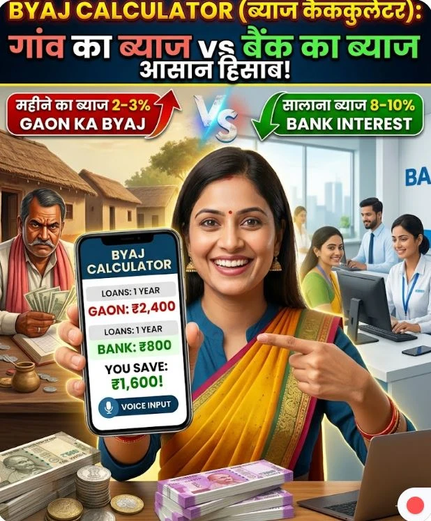 Byaj Calculator - Village and Bank Interest Calculator Online