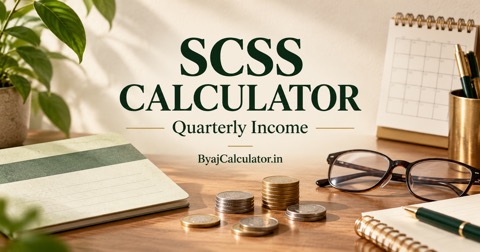 SCSS Calculator — Quarterly Interest और पहला Payout — illustrative banner