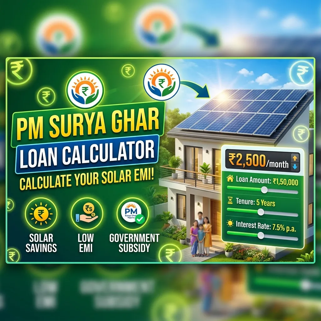 PM Surya Ghar Yojana Subsidy and Solar Loan EMI Calculator